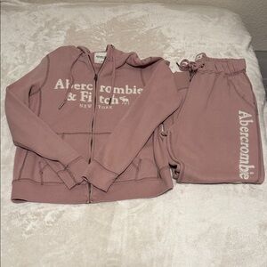 Vintage Y2K Abercrombie & Fitch Mauve Hoodie and Joggers Set